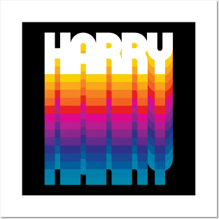 Retro Harry Proud Name Personalized Gift Rainbow Style Posters and Art